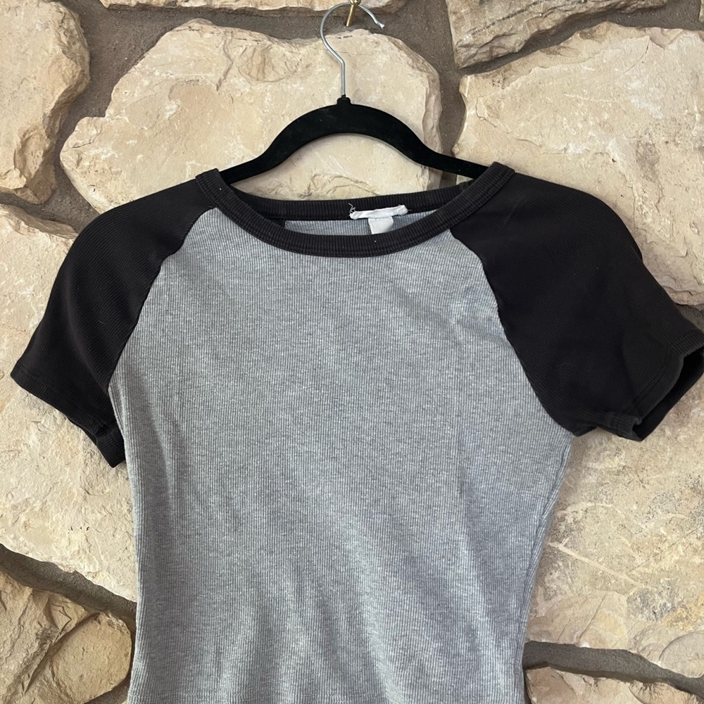Full Tilt Black and Gray Crop Top L